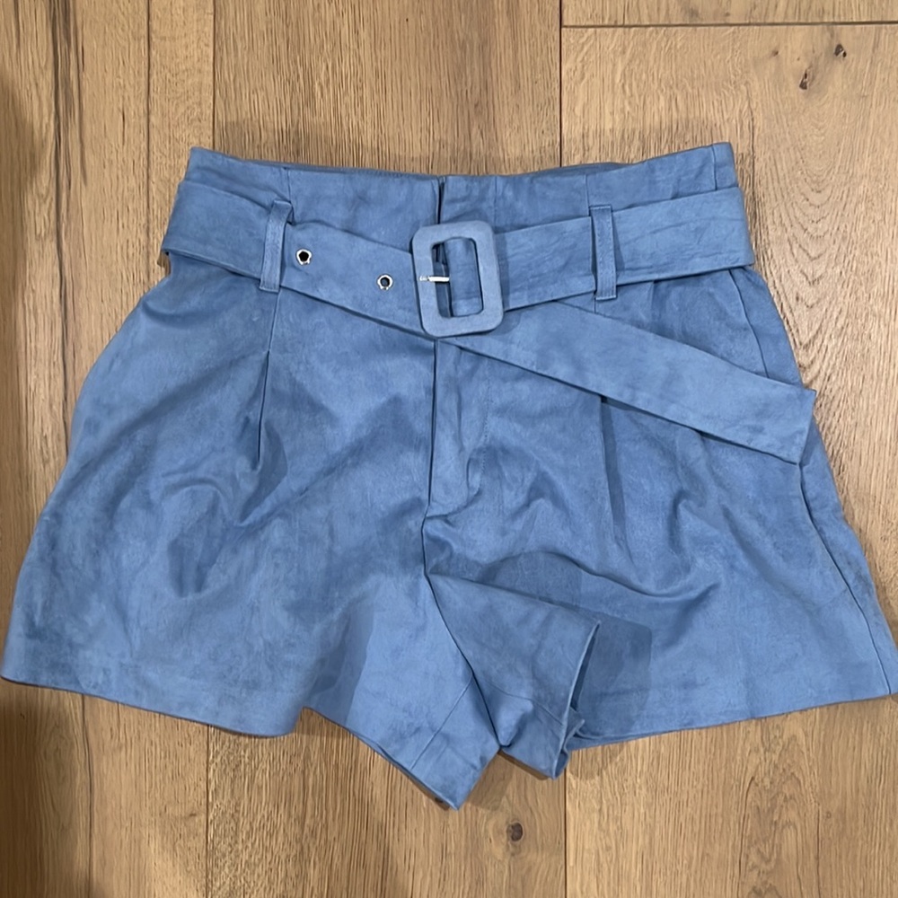 Suede blue shorts Zara